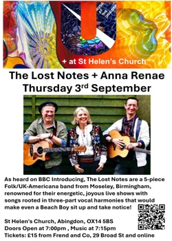 Music at the Unicorn at St Helen's Sept 3rd